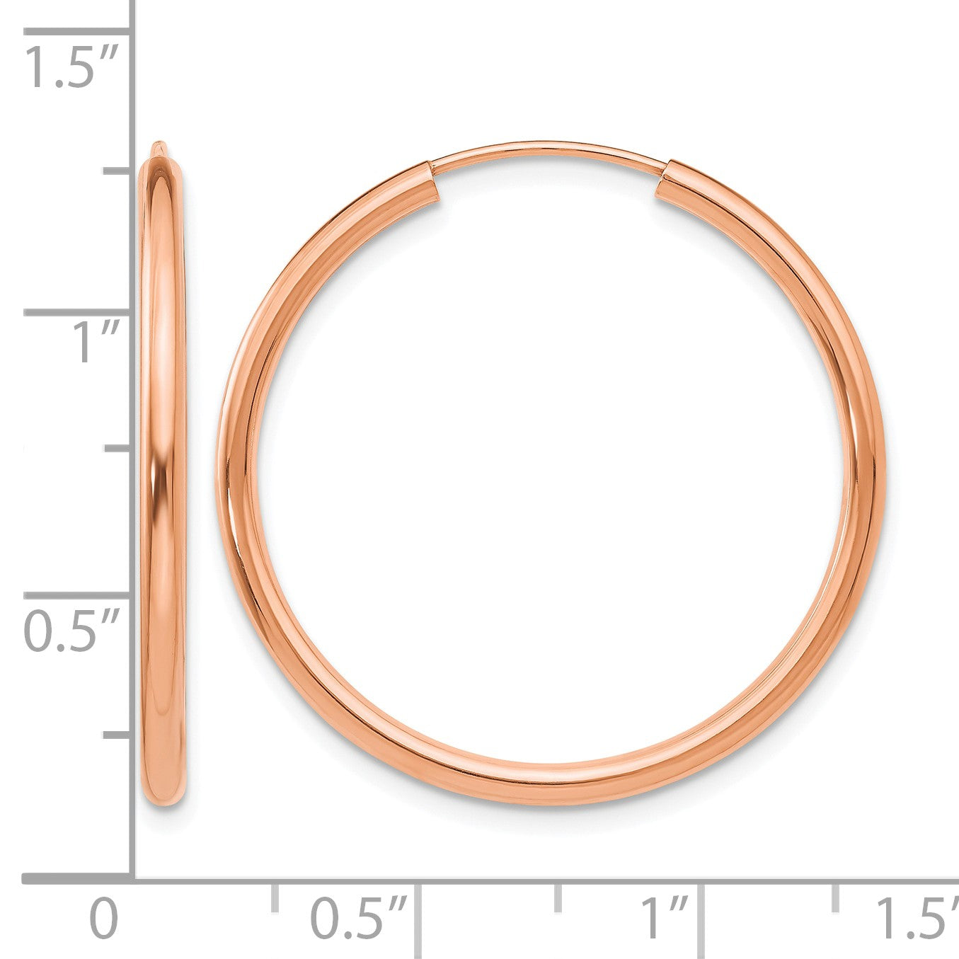 14k Rose Gold 2x30mm Polished Round Endless Hoop Earrings