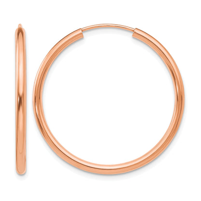 14k Rose Gold 2x30mm Polished Round Endless Hoop Earrings