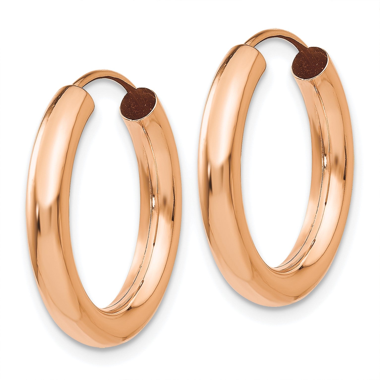 14k Rose Gold 3.00x20mm Polished Endless Tube Hoop Earrings