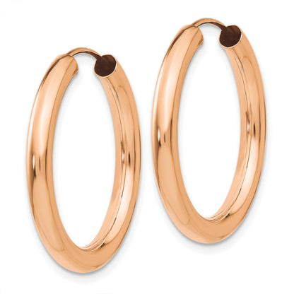 14k Rose Gold 3.00x25mm Polished Endless Tube Hoop Earrings