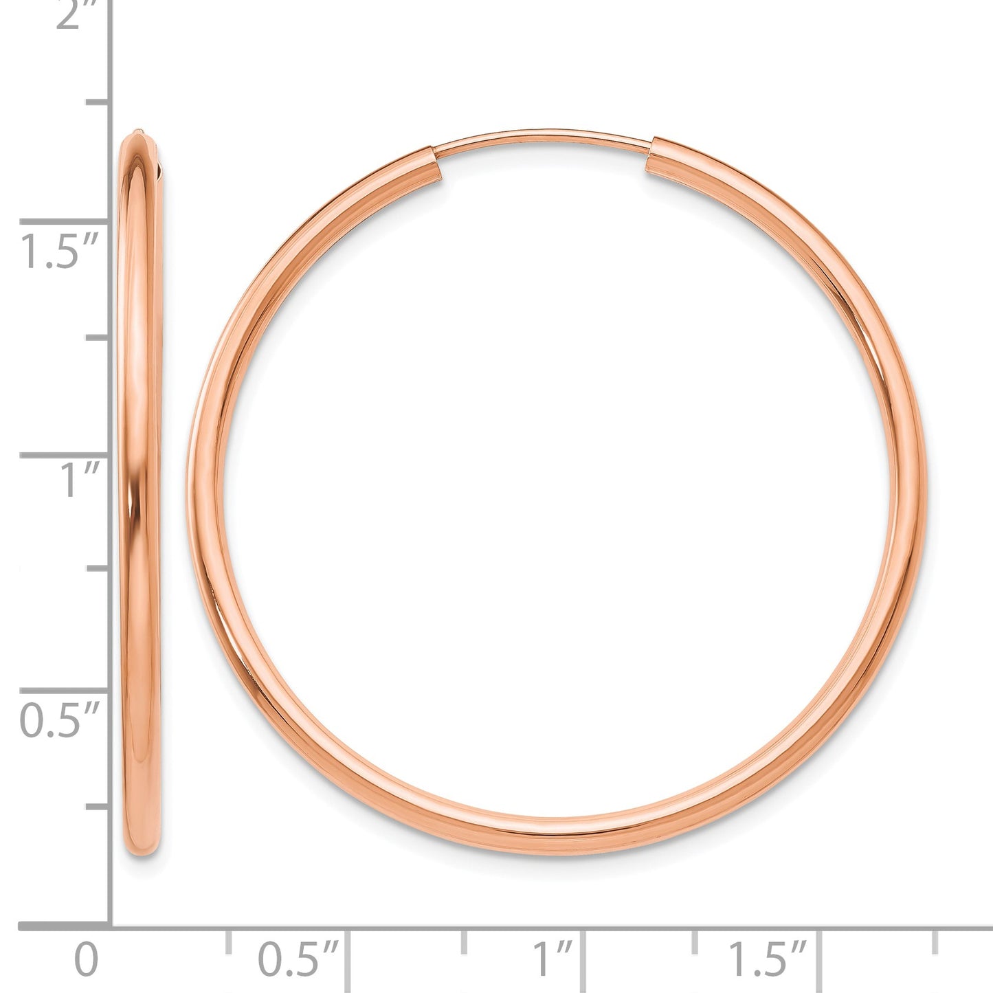 14k Rose Gold 2x40mm Polished Round Endless Hoop Earrings