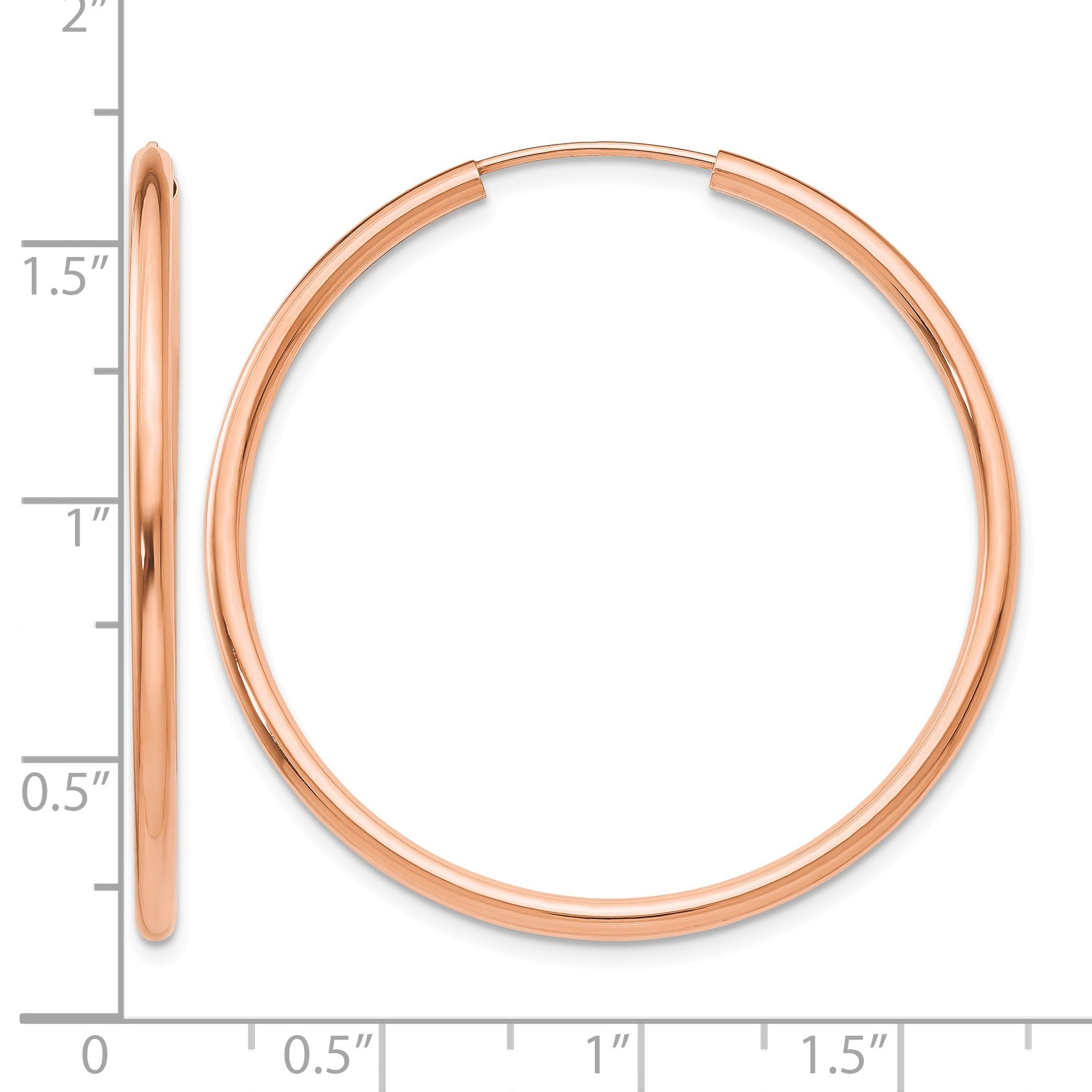 14k Rose Gold 2x40mm Polished Round Endless Hoop Earrings