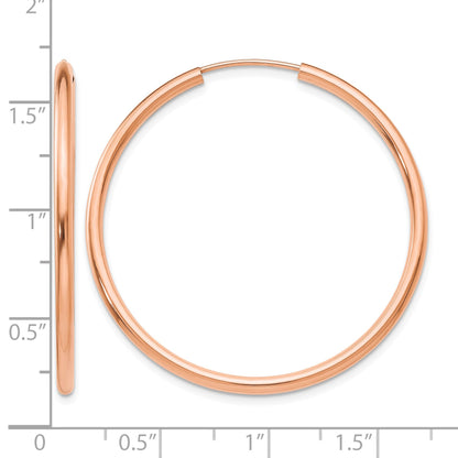 14k Rose Gold 2x40mm Polished Round Endless Hoop Earrings