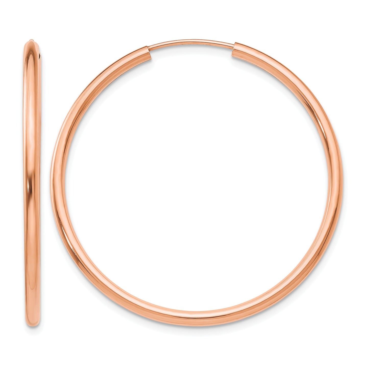 14k Rose Gold 2x40mm Polished Round Endless Hoop Earrings