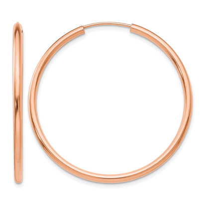 14k Rose Gold 2x40mm Polished Round Endless Hoop Earrings
