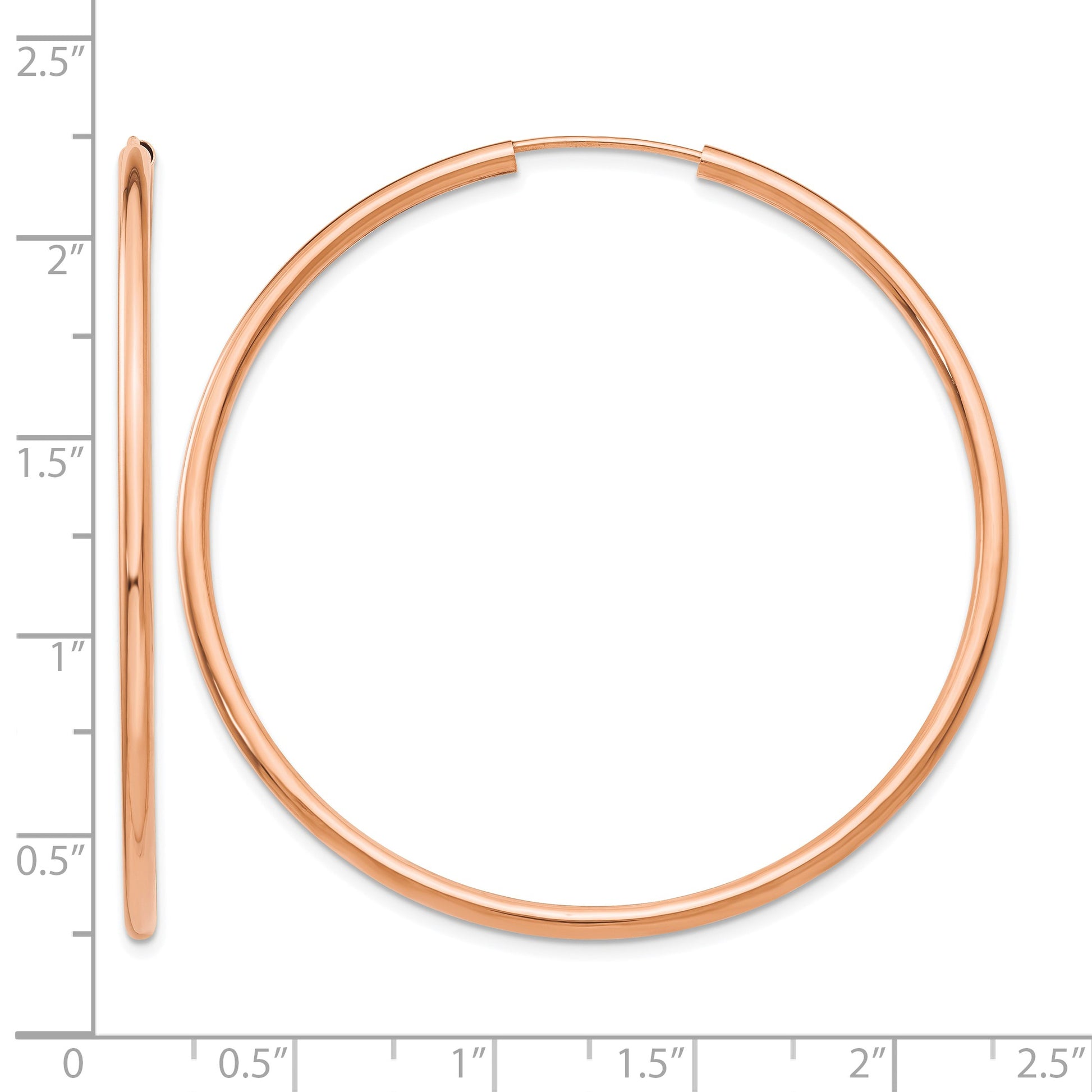 14k Rose Gold 2x50mm Polished Round Endless Hoop Earrings