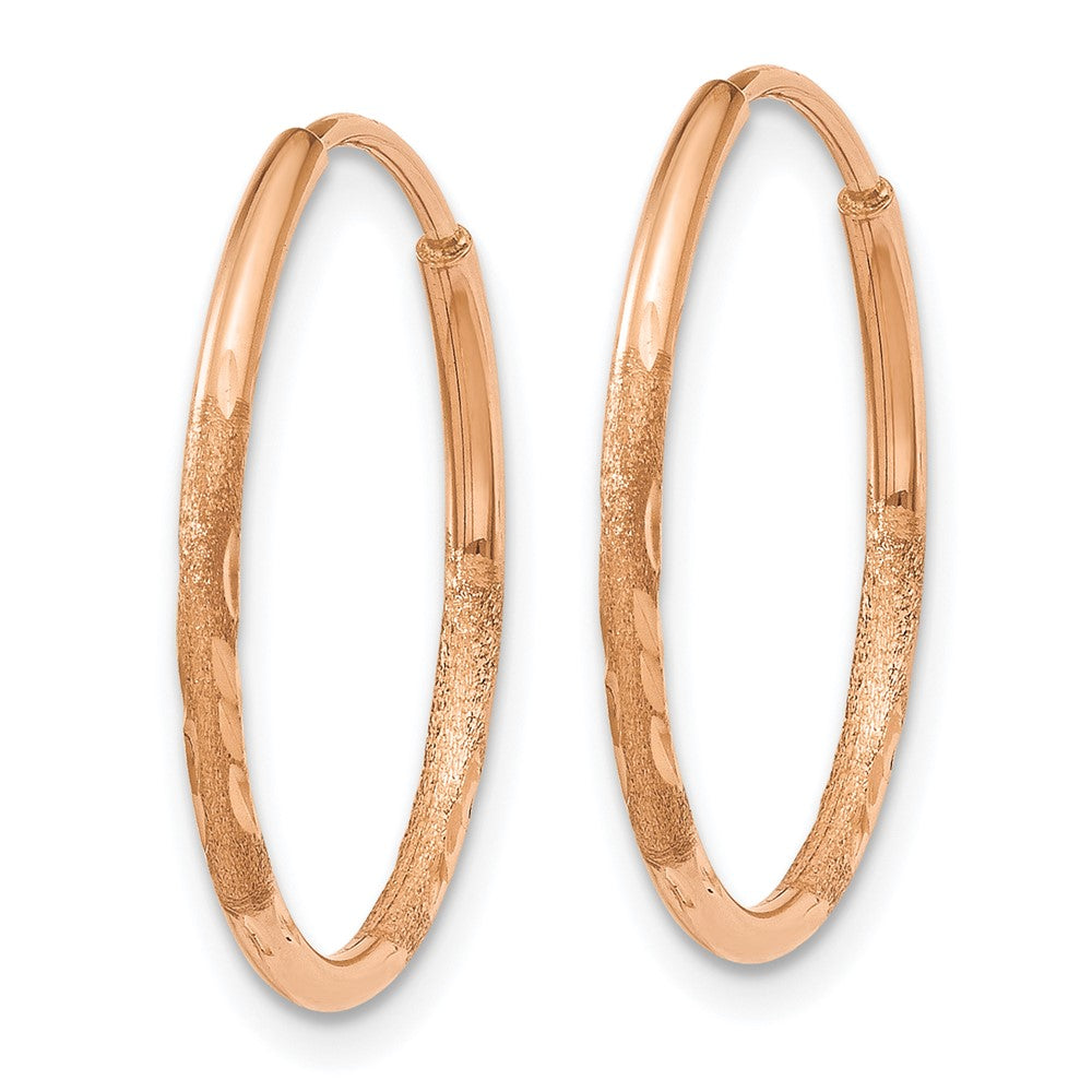 14k Rose Gold 1.25mm Diamond-cut Endless Hoop Earring