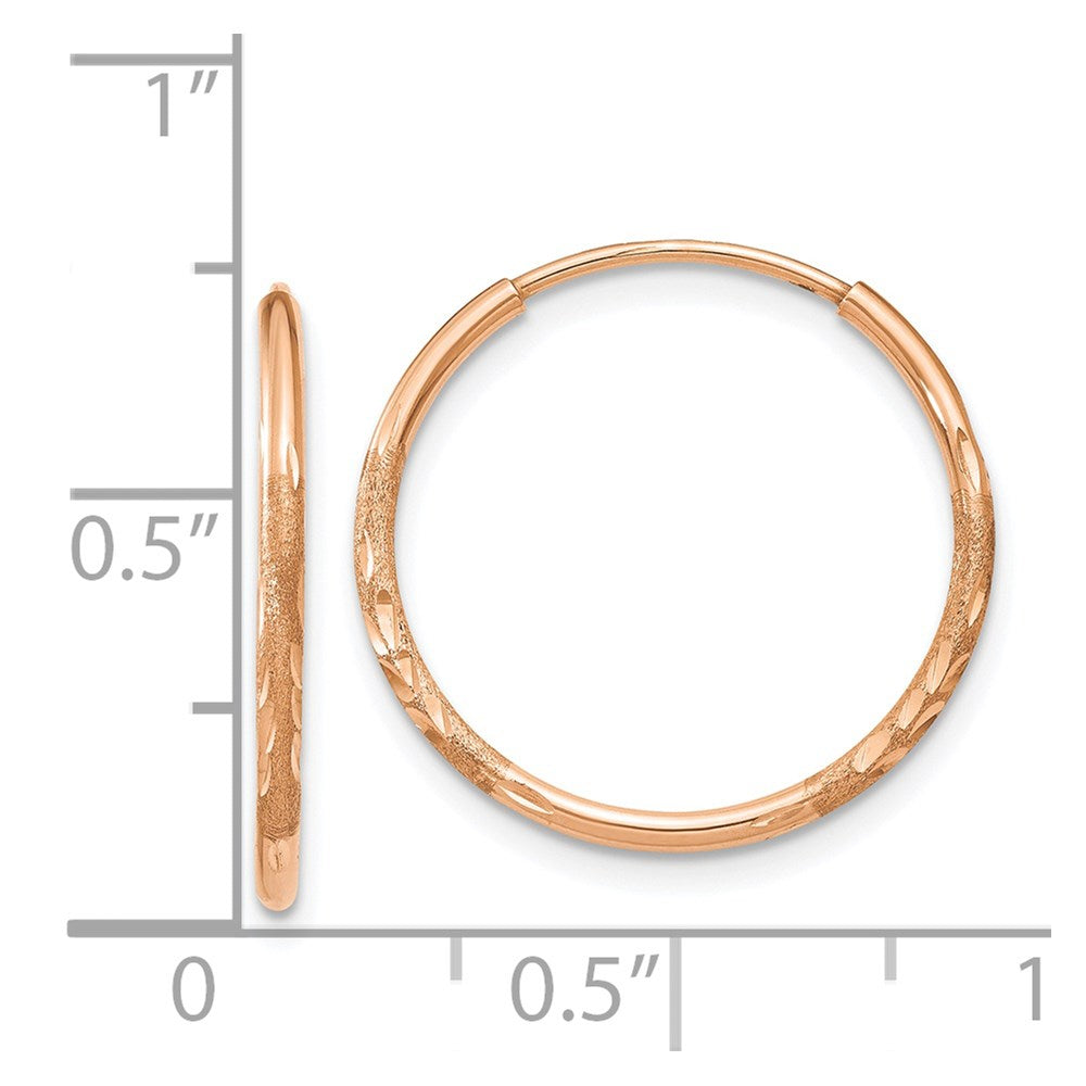 14k Rose Gold 1.25mm Diamond-cut Endless Hoop Earring