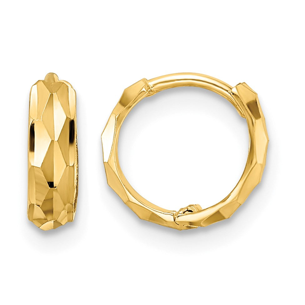 14k D/C Hinged Hoop Earrings
