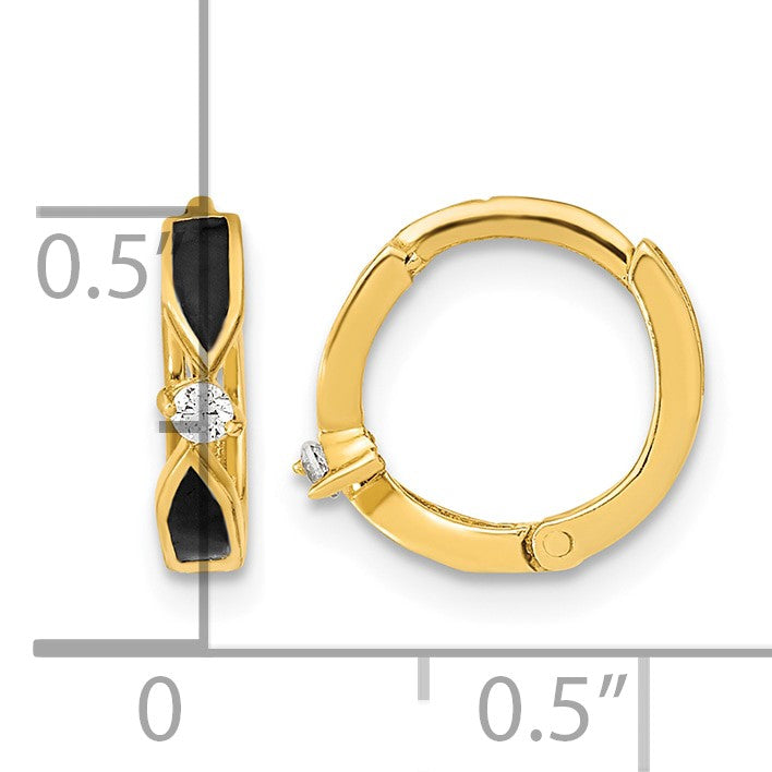 14K Polished Black Onyx Hoop Earrings