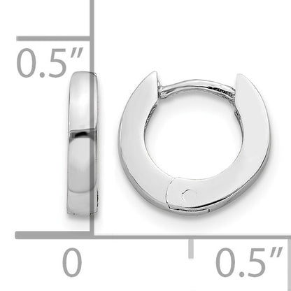 14k White Gold Polished Round Hinged Hoop Earrings