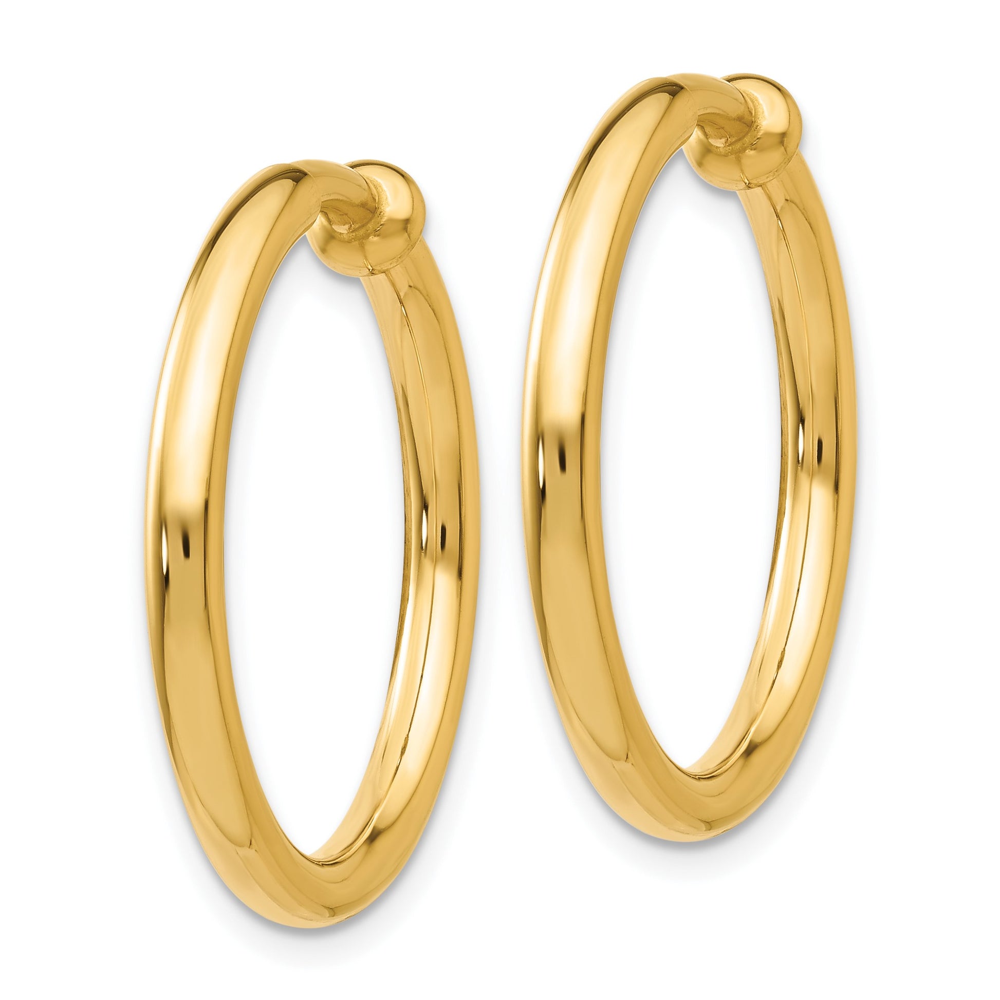 14k 2.5x20mm Polished Tube Hoop Non-pierced Earrings