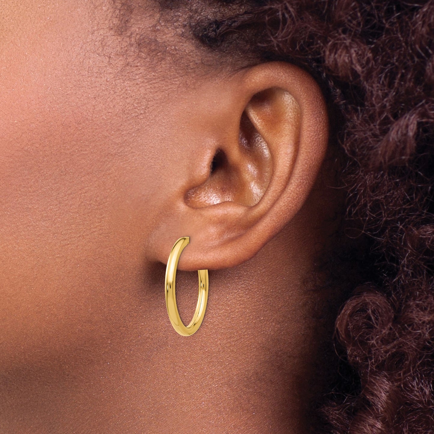 14k 2.5x20mm Polished Tube Hoop Non-pierced Earrings
