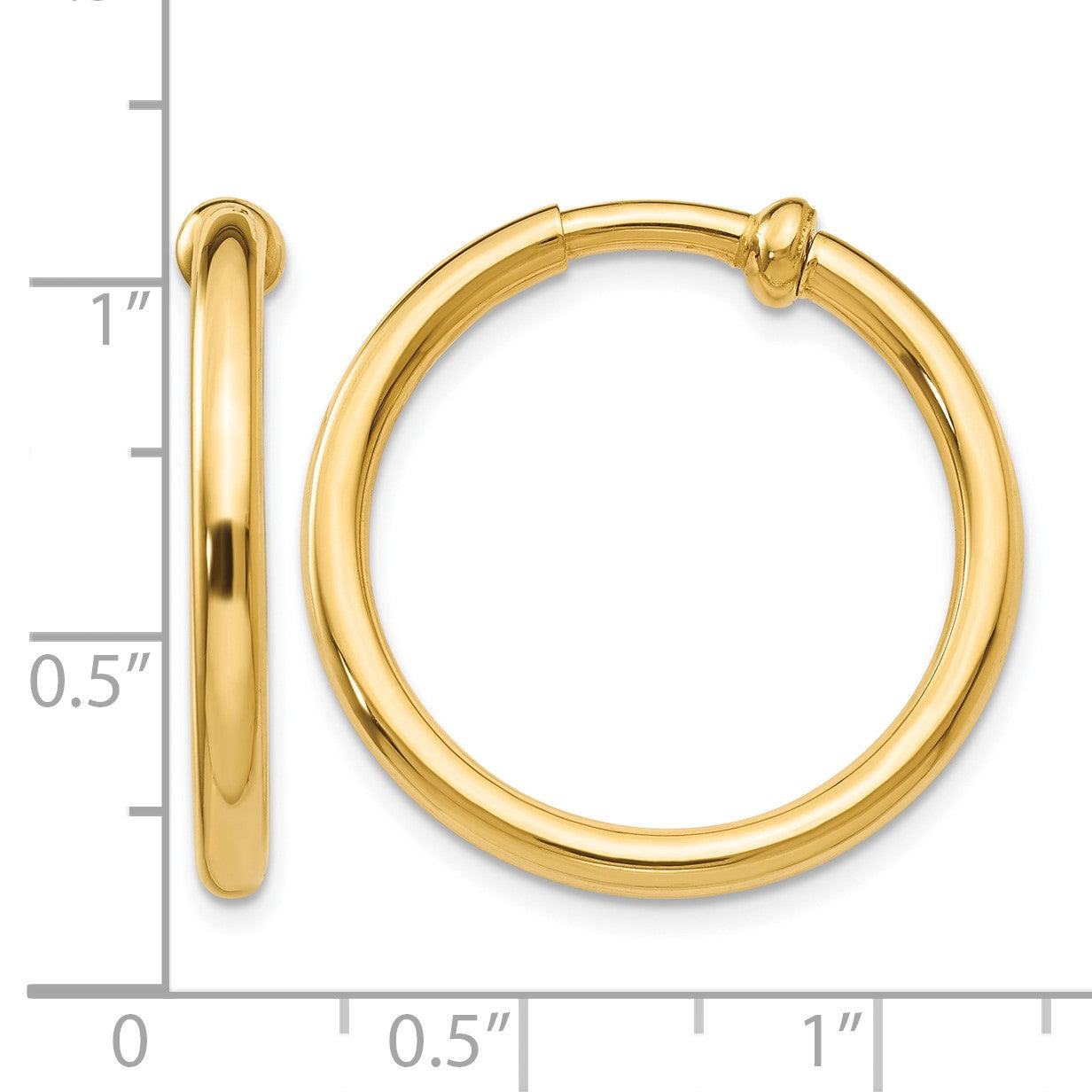 14k 2.5x20mm Polished Tube Hoop Non-pierced Earrings