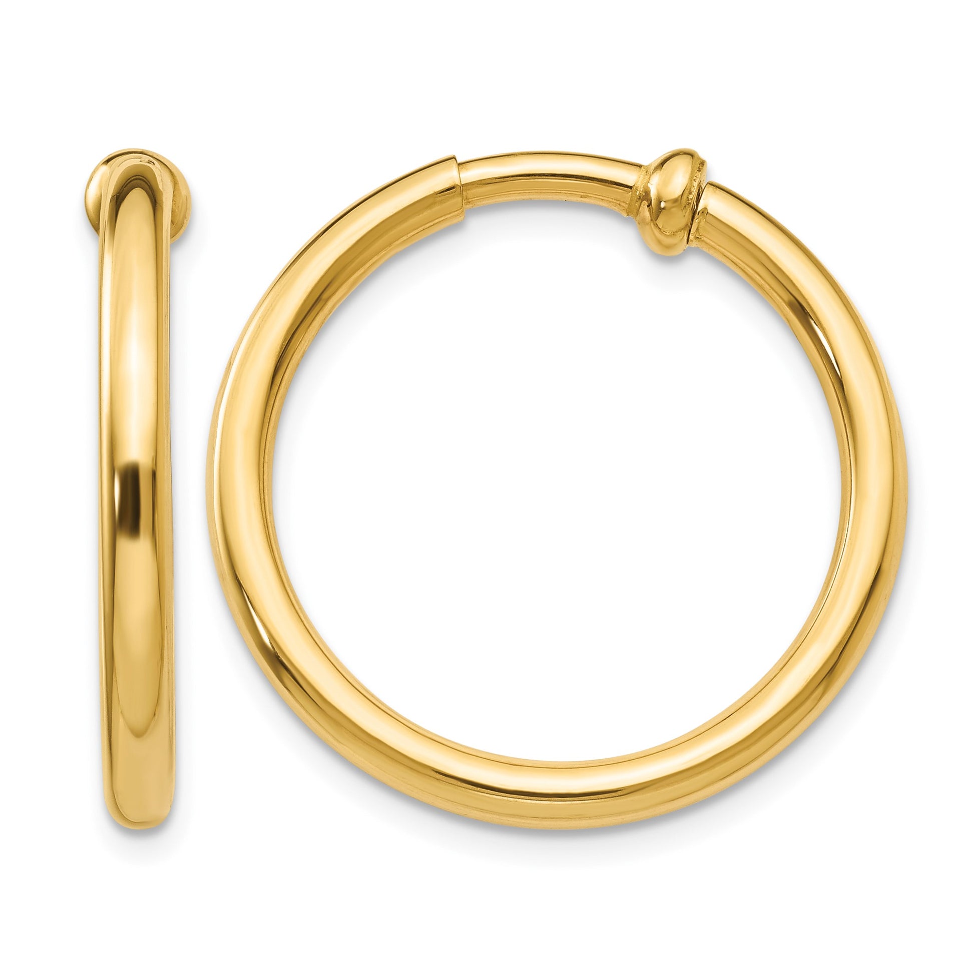 14k 2.5x20mm Polished Tube Hoop Non-pierced Earrings