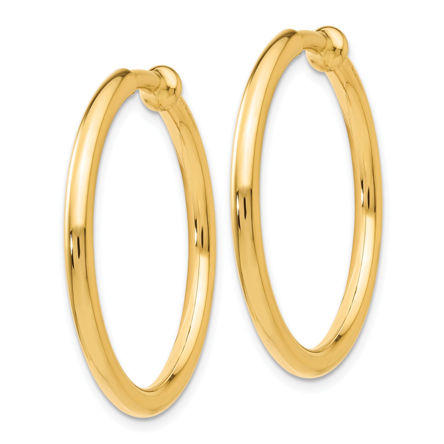 14k 2.5x25mm Polished Tube Hoop Non-pierced Earrings