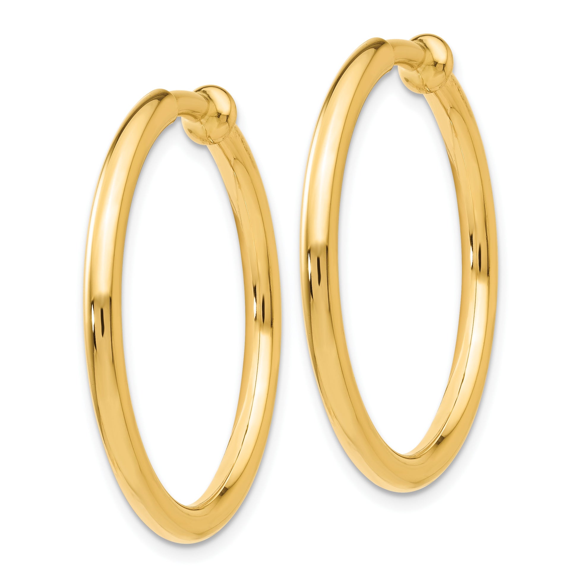 14k 2.5x25mm Polished Tube Hoop Non-pierced Earrings