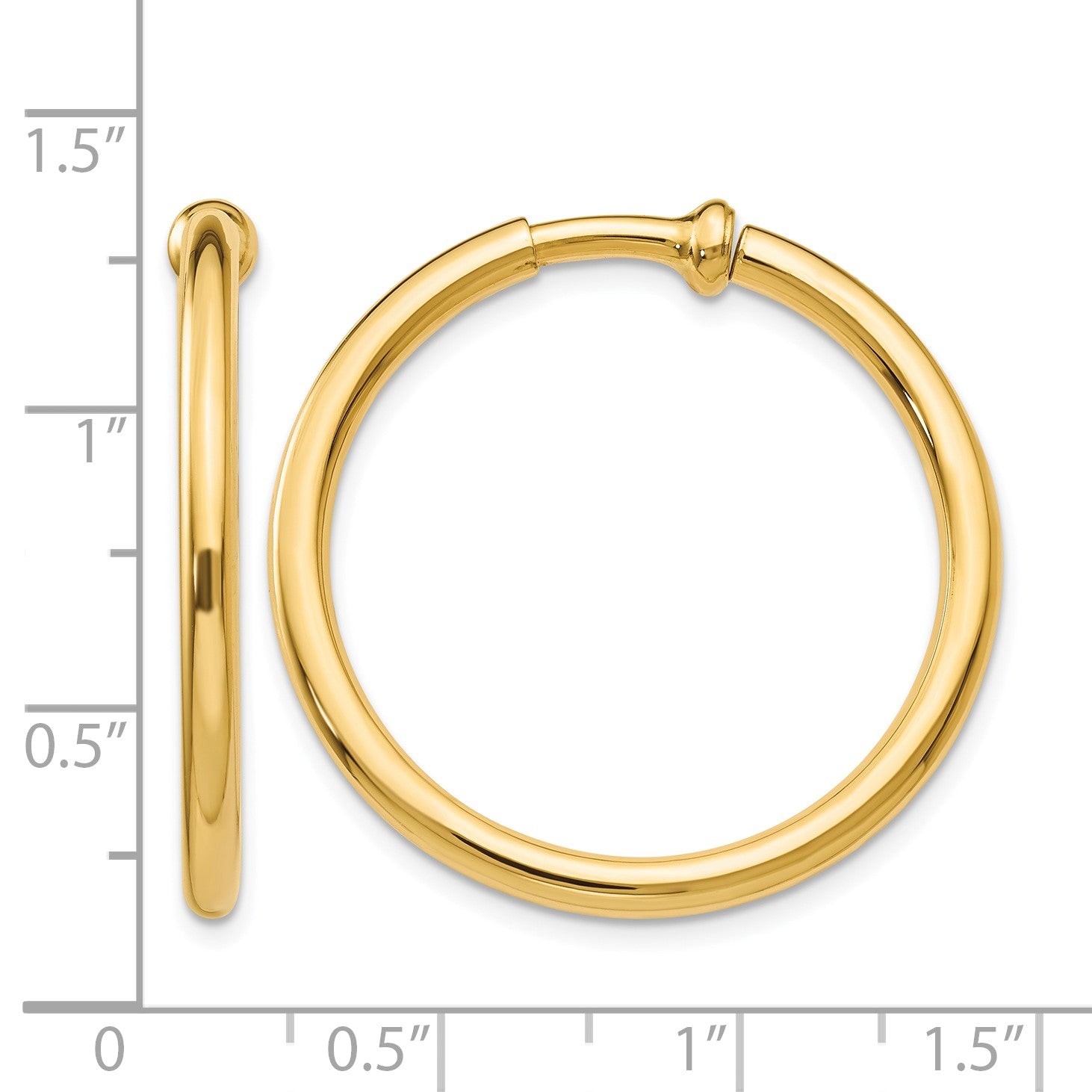 14k 2.5x25mm Polished Tube Hoop Non-pierced Earrings