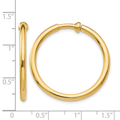 14k 2.5x25mm Polished Tube Hoop Non-pierced Earrings