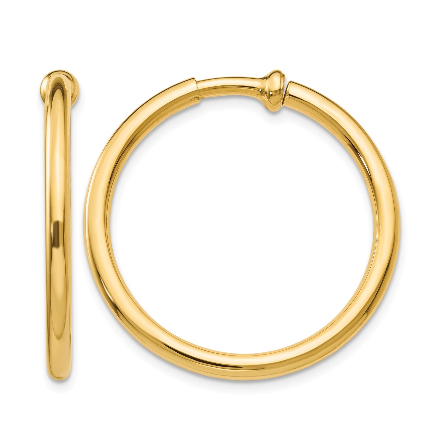 14k 2.5x25mm Polished Tube Hoop Non-pierced Earrings
