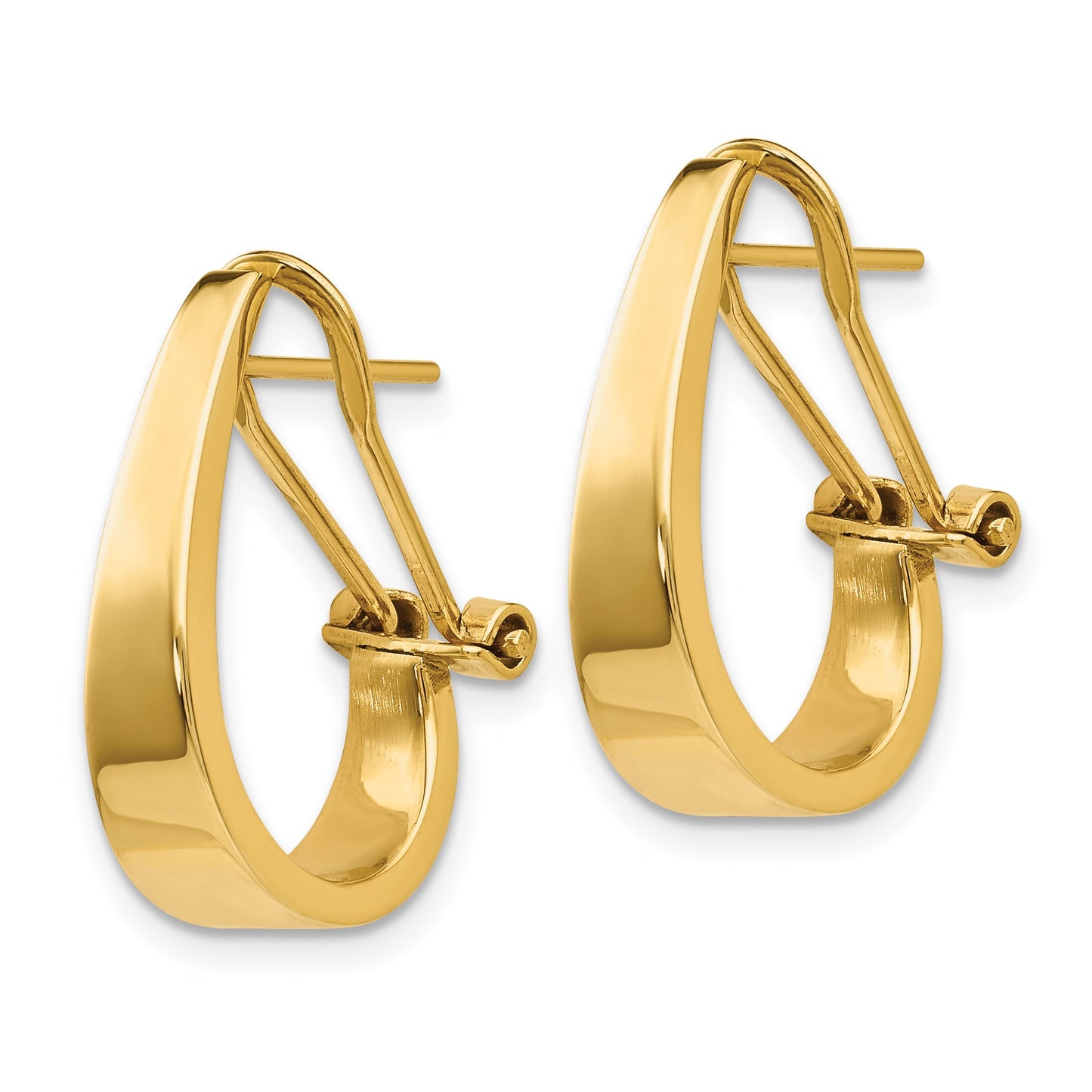 14k 5x18mm Polished Tapered J-Hoop Omega Back Post Earrings