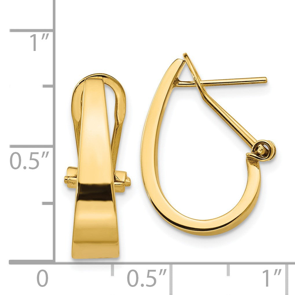 14k 5x18mm Polished Tapered J-Hoop Omega Back Post Earrings