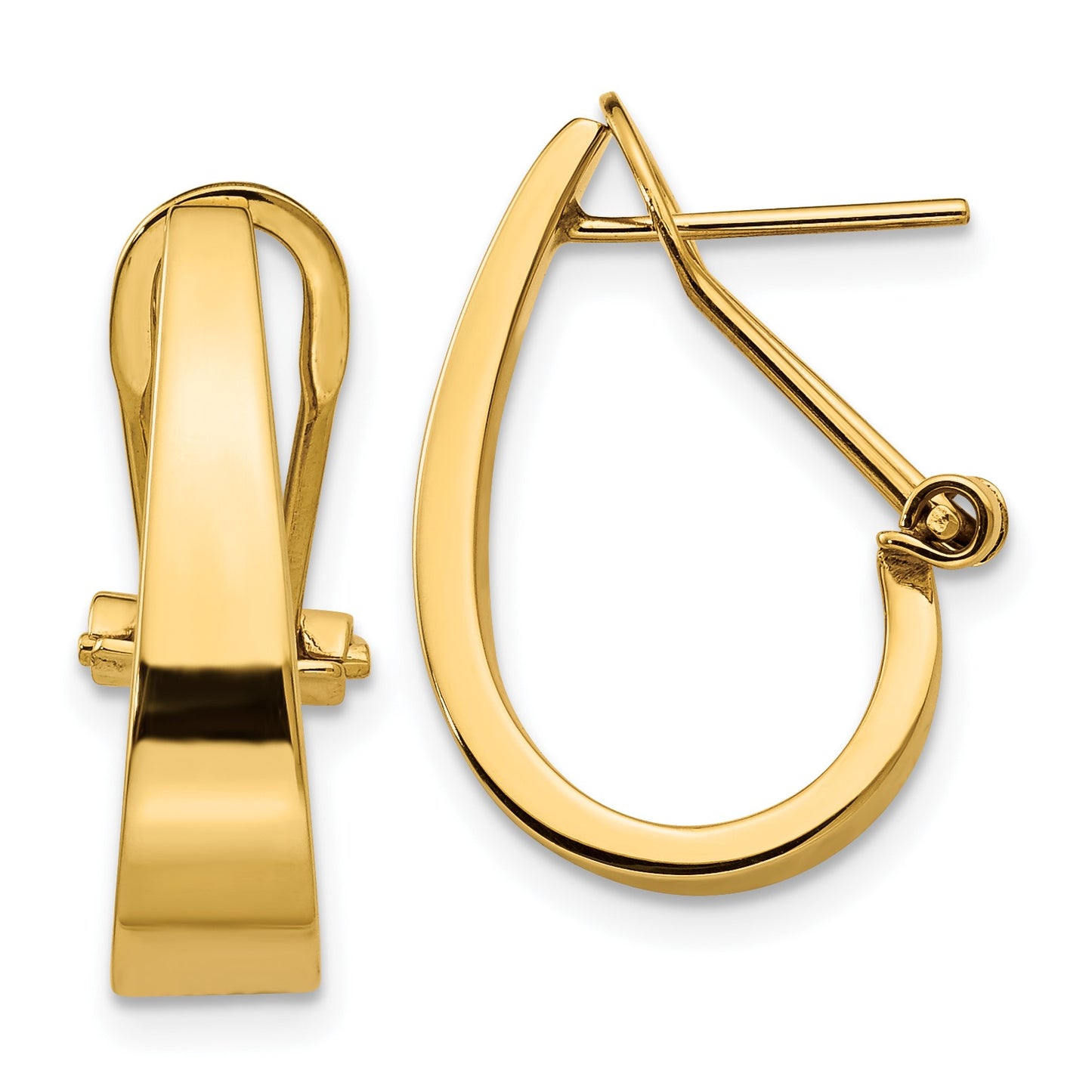 14k 5x18mm Polished Tapered J-Hoop Omega Back Post Earrings