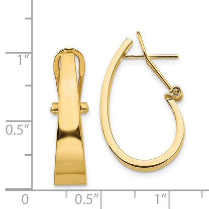 14k 6x22mm Polished Tapered J-Hoop Omega Back Post Earrings
