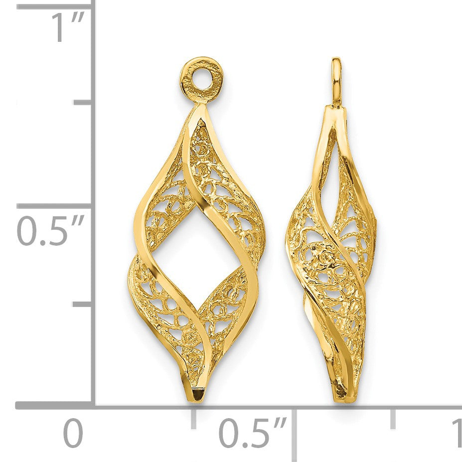 14k Polished Filigree Swirl Earring Jackets