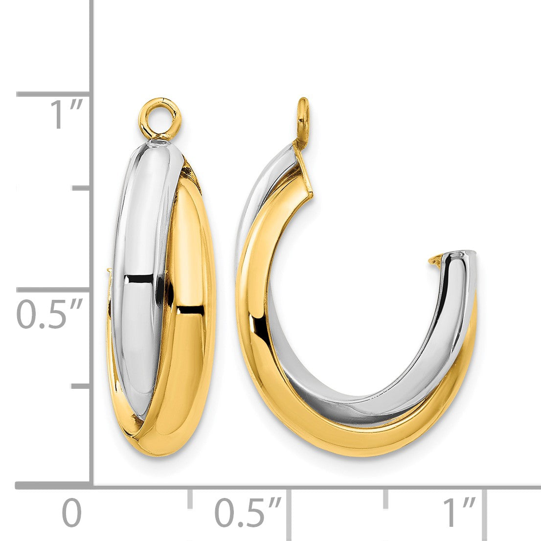 14k Two-tone Polished Double J-Hoop Earring Jackets