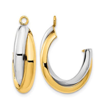 14k Two-tone Polished Double J-Hoop Earring Jackets