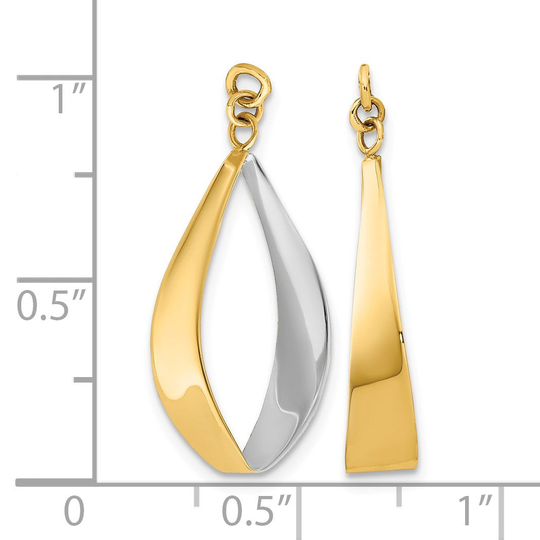 14k and White Rhodium Polished Reversible Oval Hoop Dangle Earring Jackets