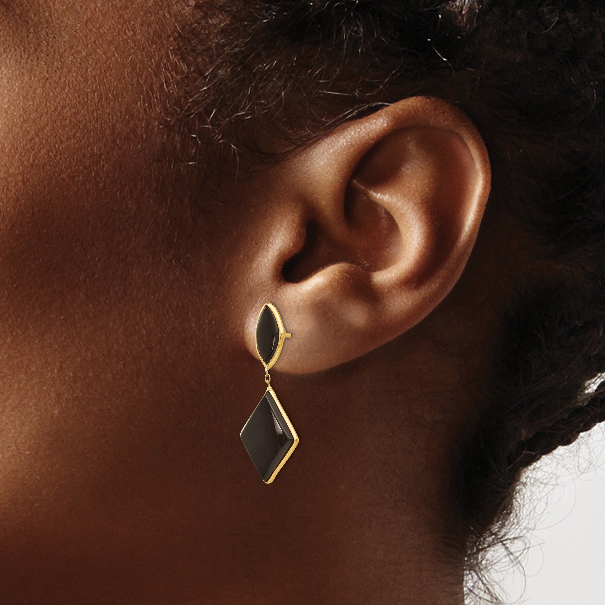 14k Black Onyx Dangle Post Earrings