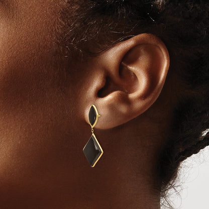 14k Black Onyx Dangle Post Earrings