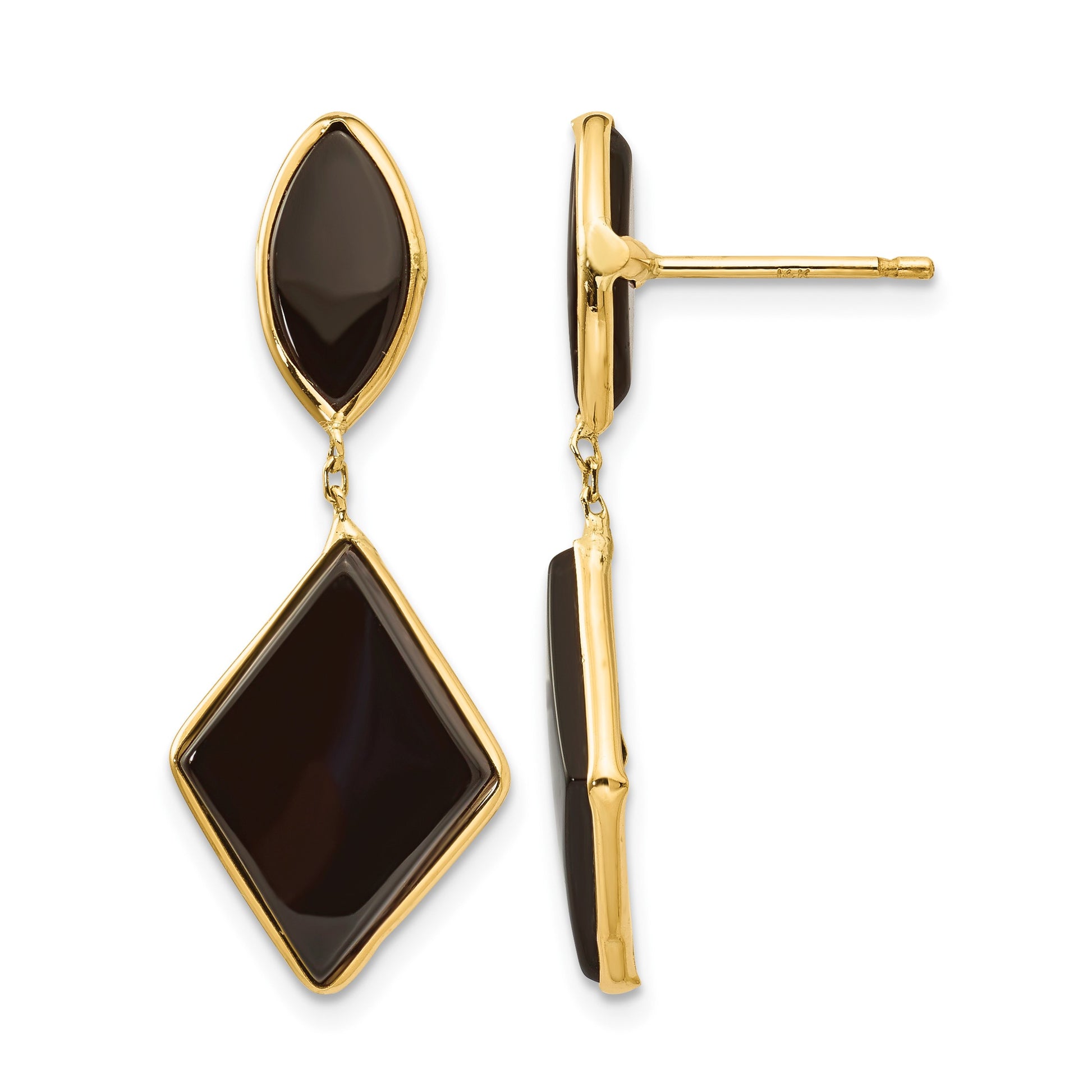 14k Black Onyx Dangle Post Earrings