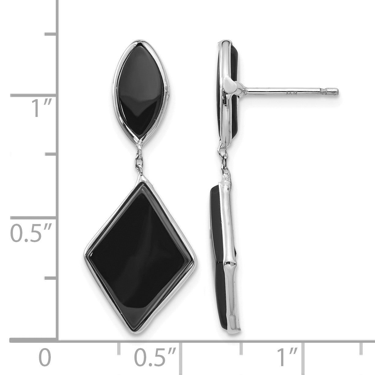 14k White Gold Black Onyx Dangle Post Earrings