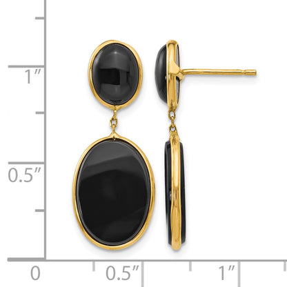 14k Black Onyx Oval Dangle Post Earrings