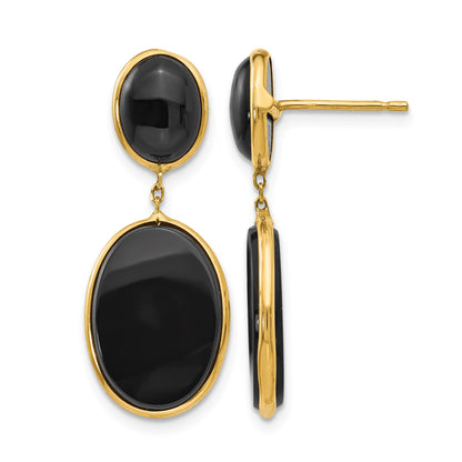14k Black Onyx Oval Dangle Post Earrings