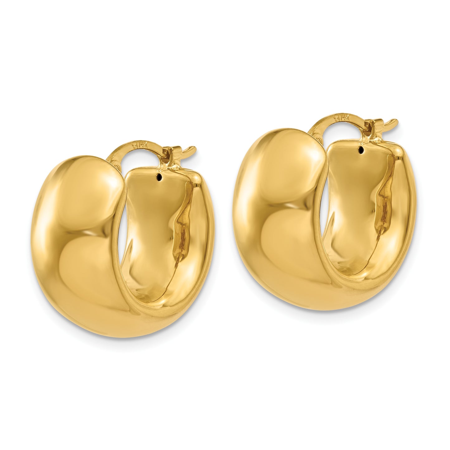 14k 8.75x18mm Wide Puffed Hoop Earrings