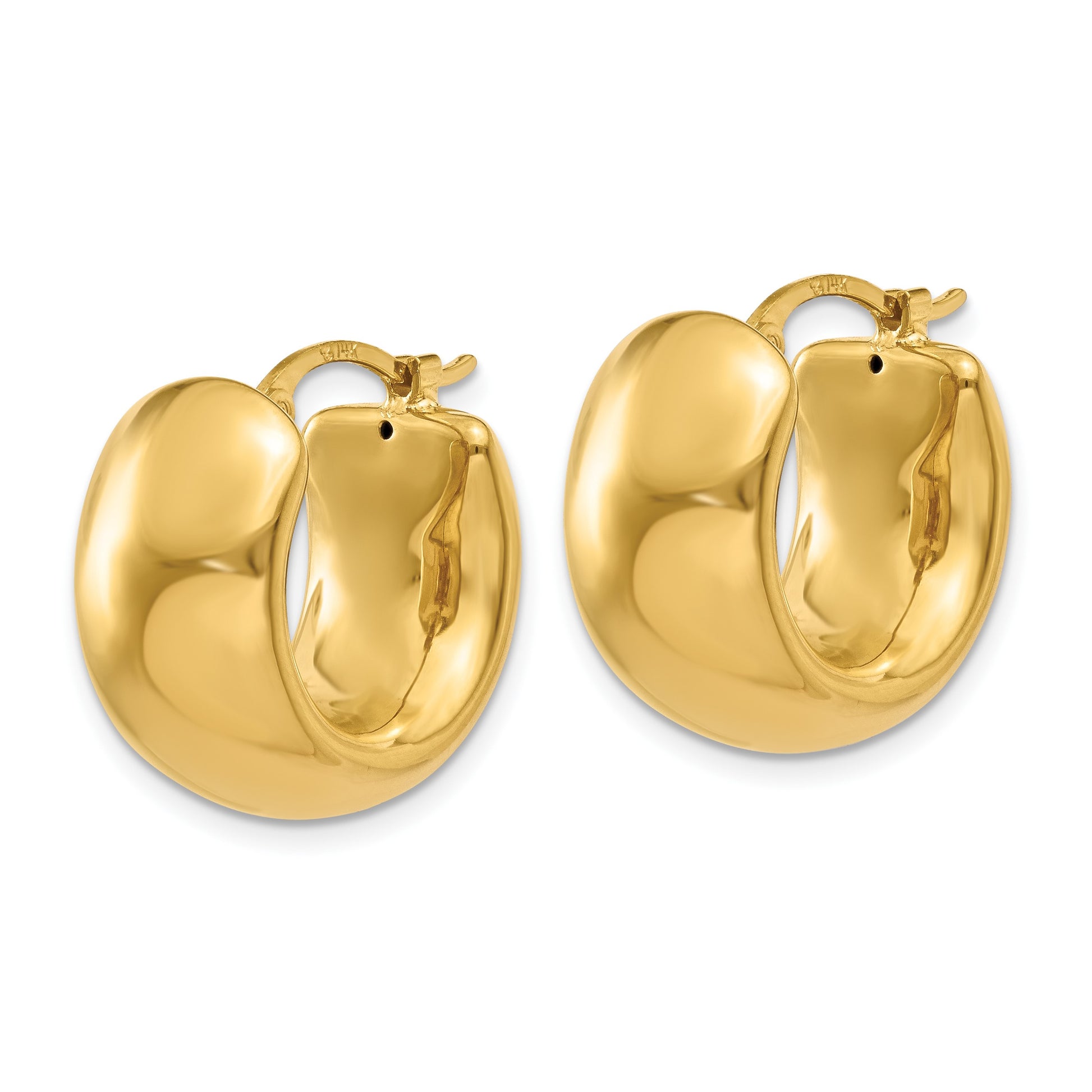 14k 8.75x18mm Wide Puffed Hoop Earrings