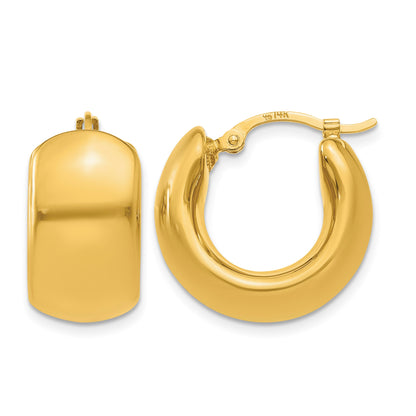 14k 8.75x18mm Wide Puffed Hoop Earrings