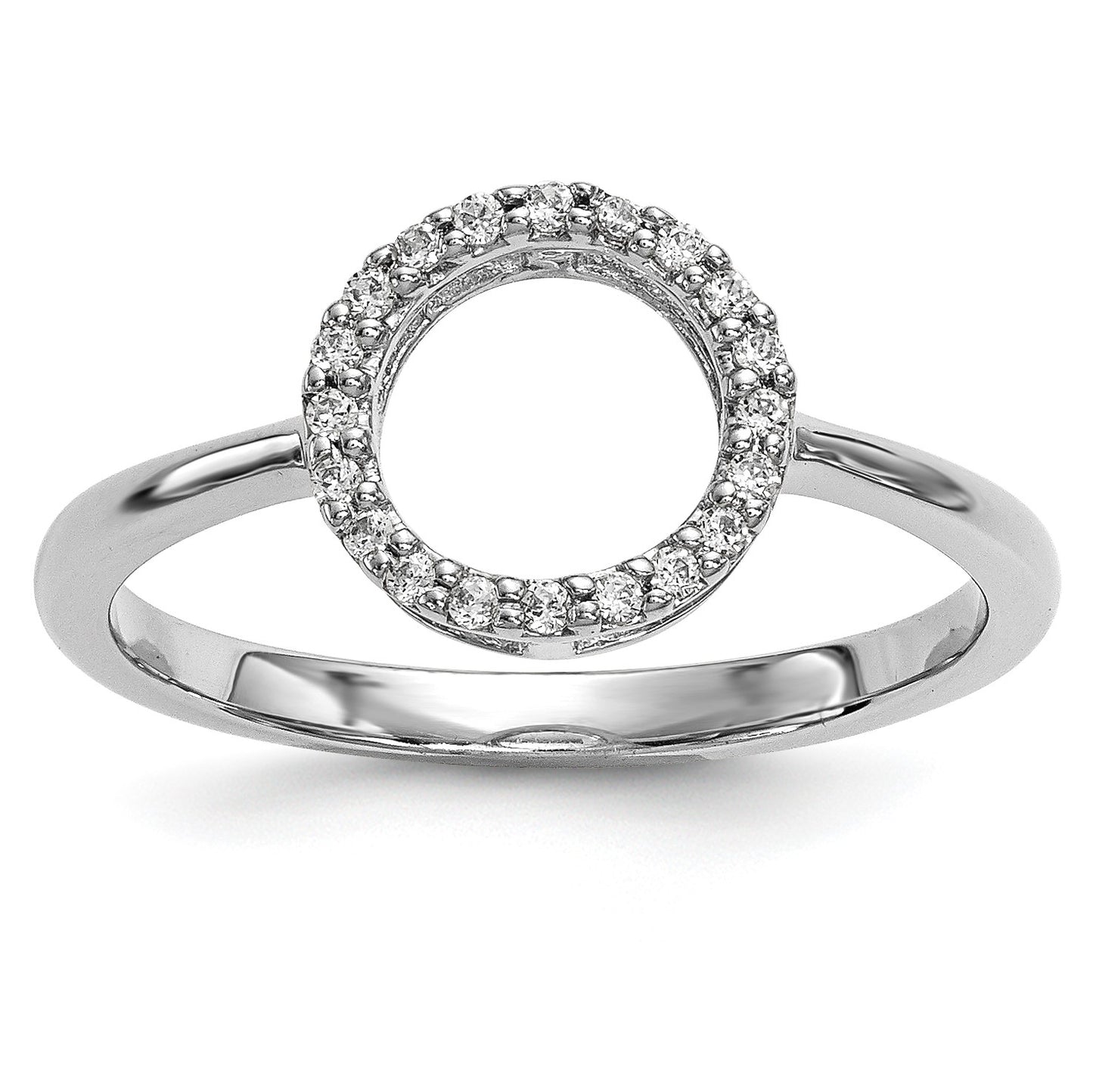 14k White Gold 1/15 carat Diamond Open Circle Ring