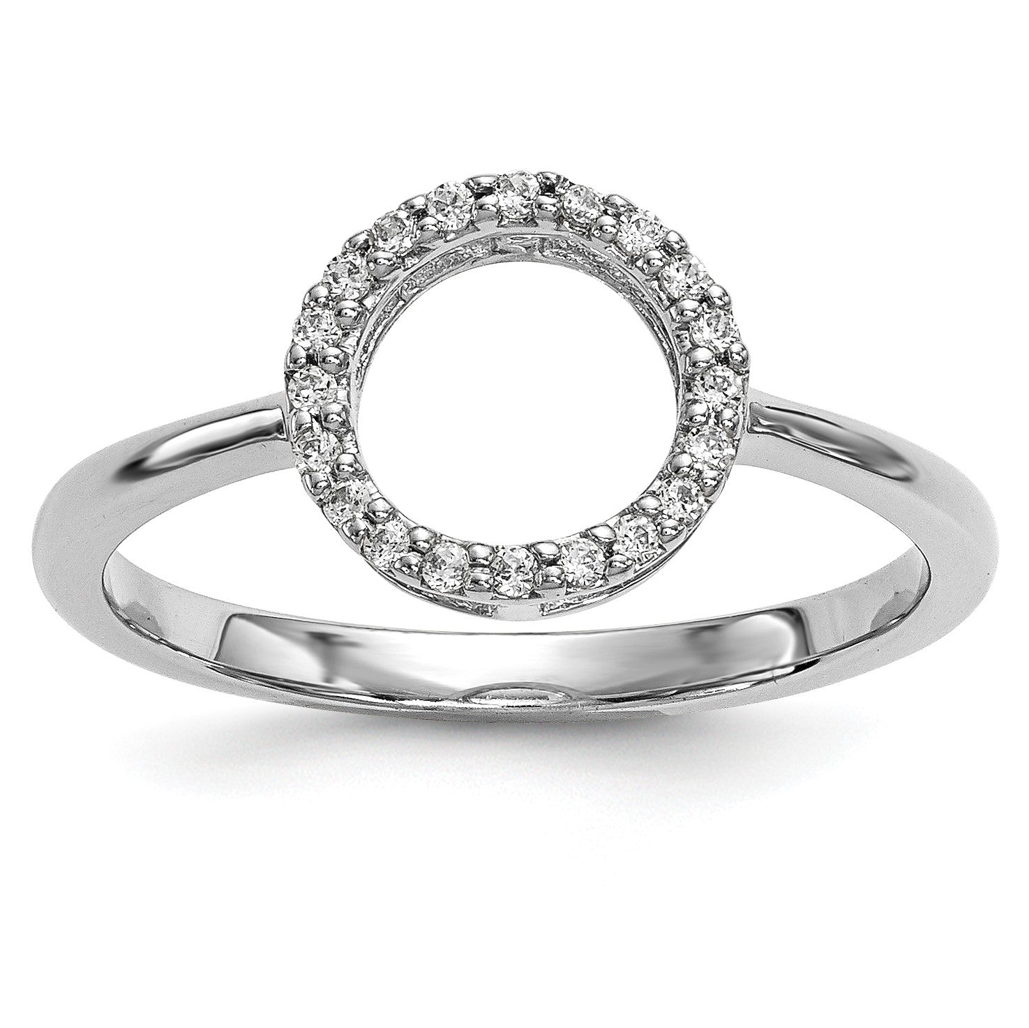 14k White Gold 1/15 carat Diamond Open Circle Ring