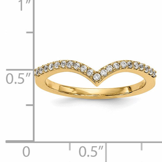14k 1.5mm 1/6 carat Diamond V-Shape Band