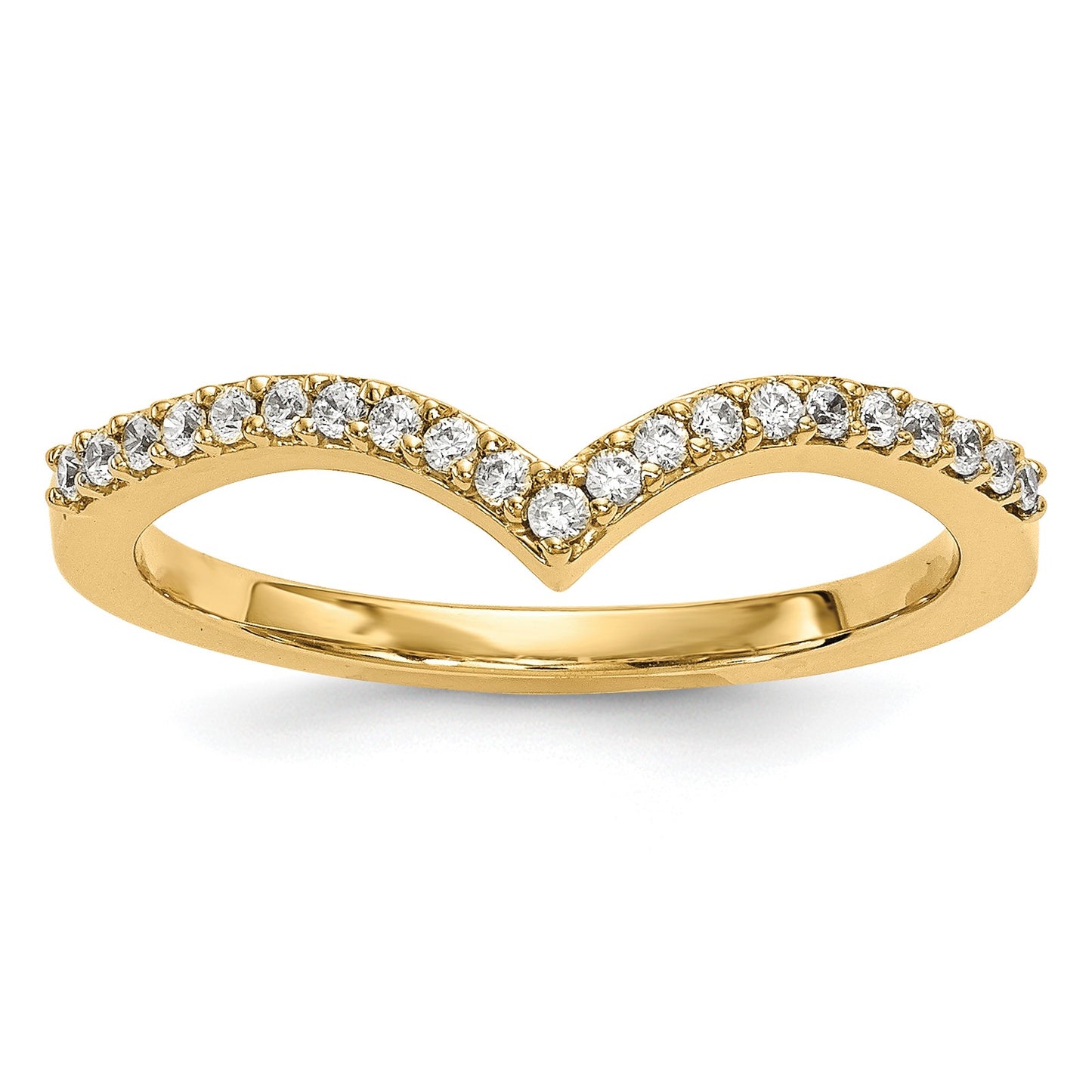 14k 1.5mm 1/6 carat Diamond V-Shape Band