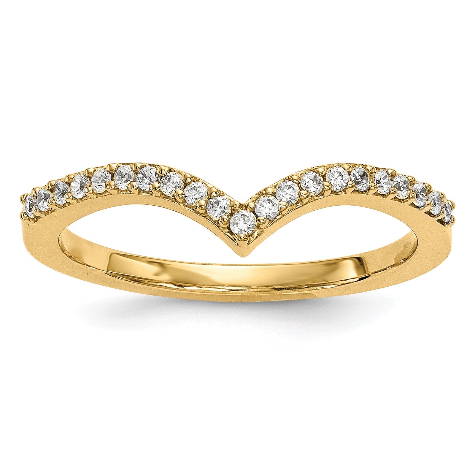 14k 1.5mm 1/6 carat Diamond V-Shape Band