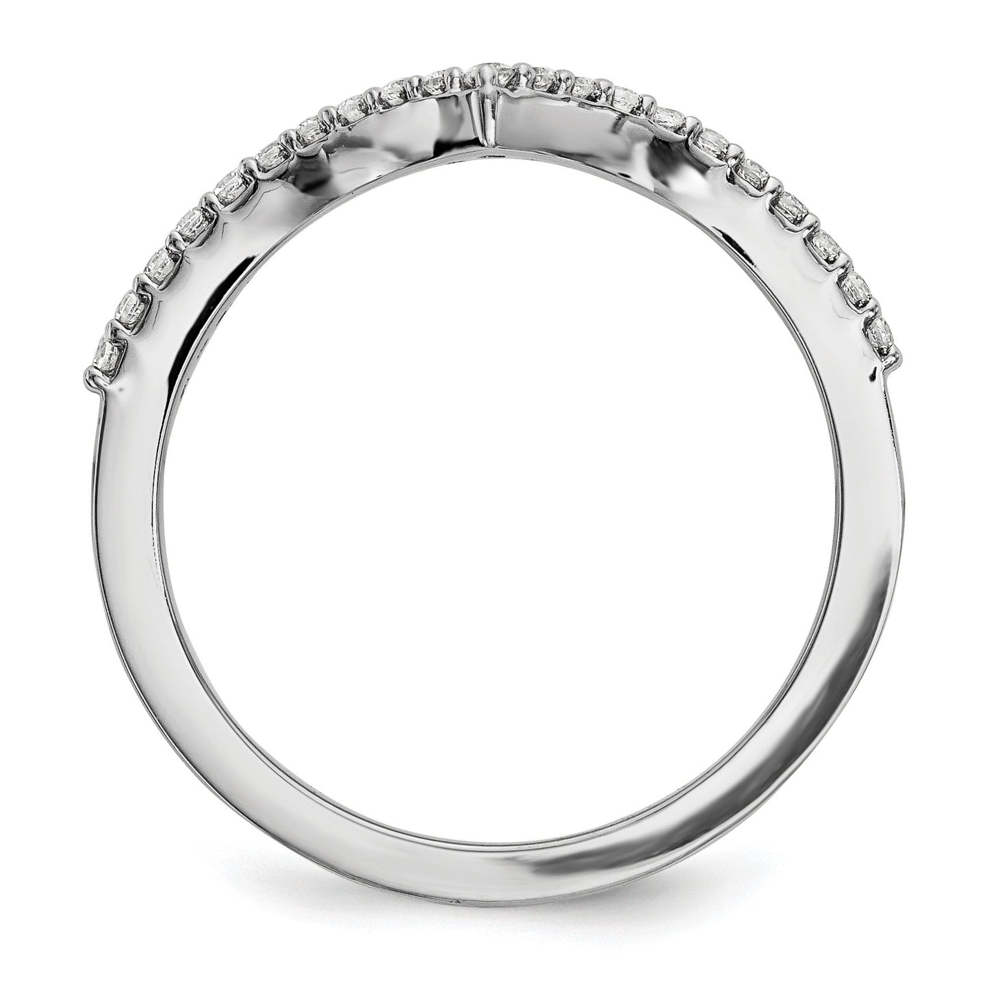 14k White Gold 1.5mm 1/6 carat Diamond V-Shape Band