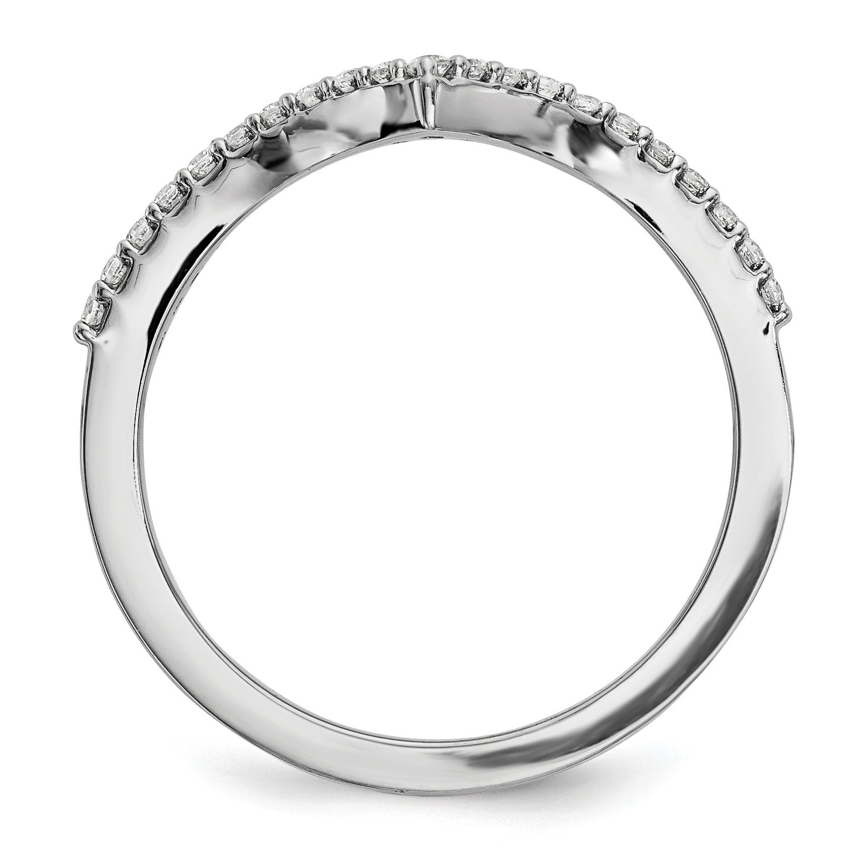 14k White Gold 1.5mm 1/6 carat Diamond V-Shape Band