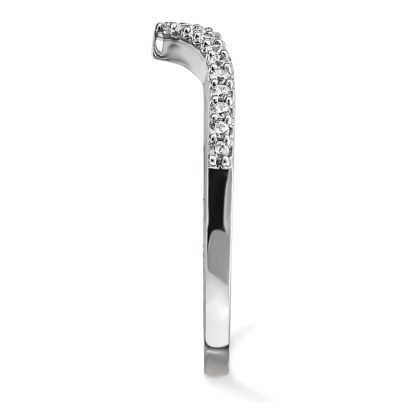14k White Gold 1.5mm 1/6 carat Diamond V-Shape Band