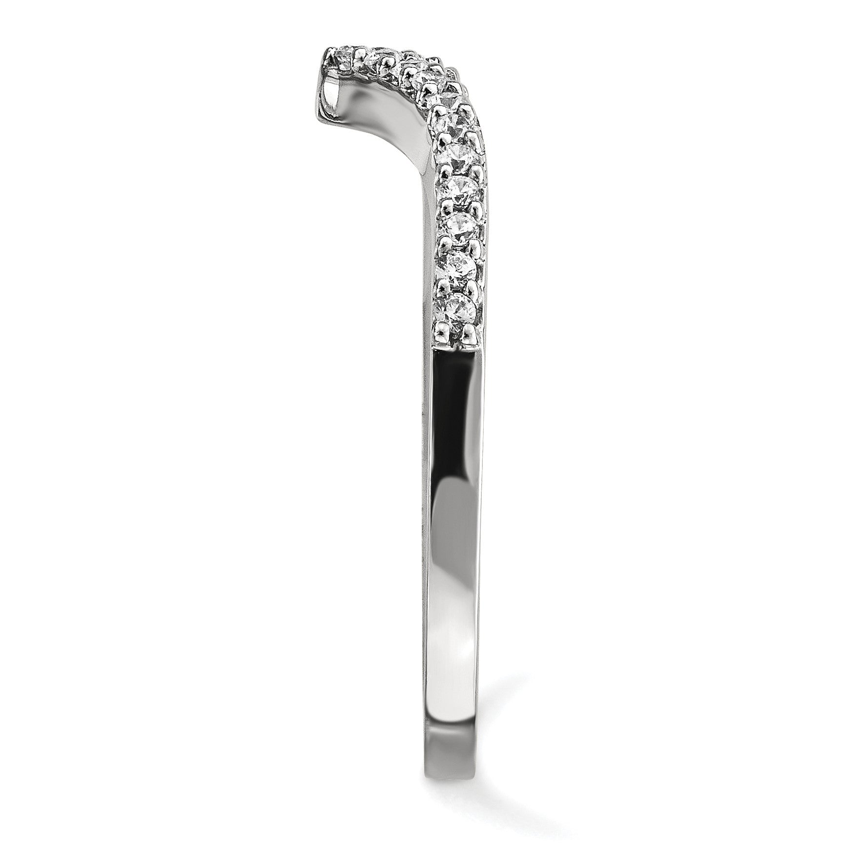 14k White Gold 1.5mm 1/6 carat Diamond V-Shape Band